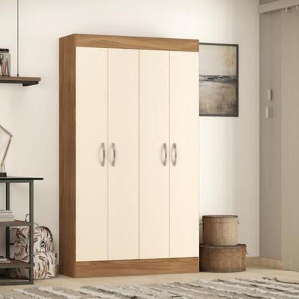 Armário Multiuso Em Mdp Com 4 Portas 8 Prateleiras Off White