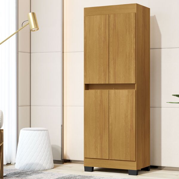 Armário Multiuso Escritório Quarto 4 Portas Toquio Carvalho -