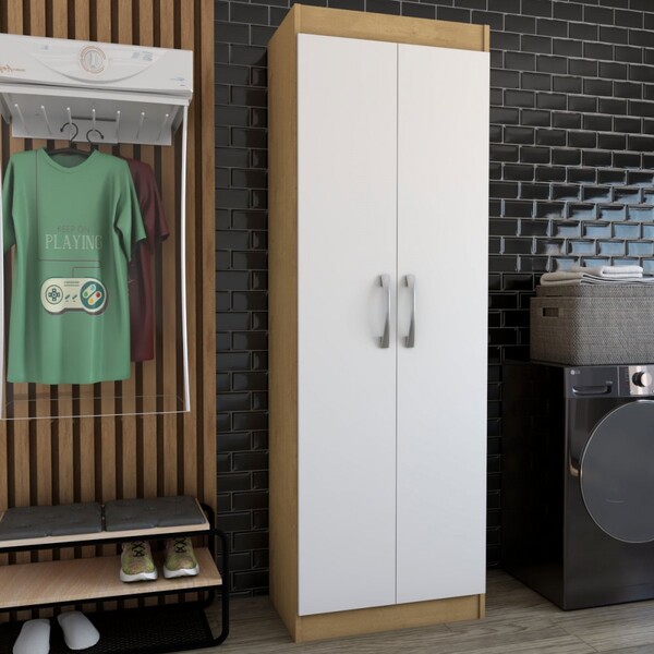 Armário Multiuso França 2 Portas 4 Prateleiras Off White/nogu