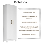 Armário Multiuso New Íris 2 Portas Branco Moval