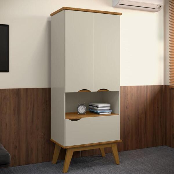 Armário Multiuso Off White Cumaru Prism Patrimar