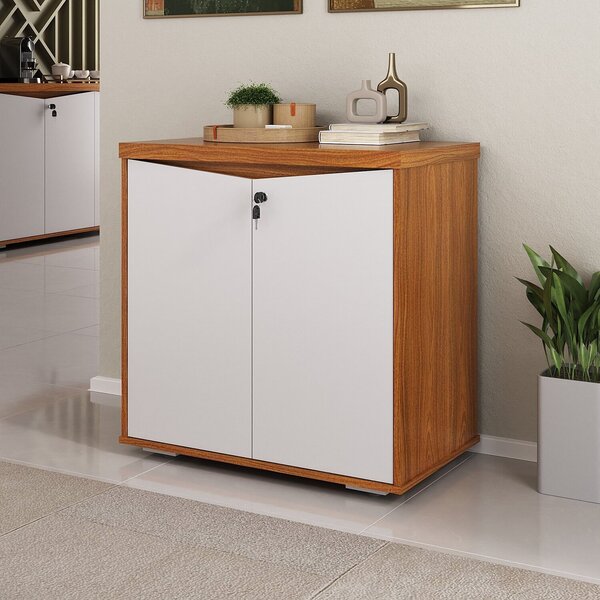 Armário Multiuso Para Escritório Baixo Com Chave 2 Portas Y37