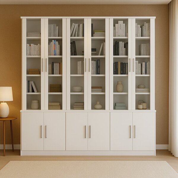 Armário Multiuso Para Escritório Com Vidro 12 Portas Branco