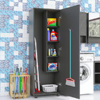 Armário Multiuso Para Lavanderia Com Porta Vassouras Preto