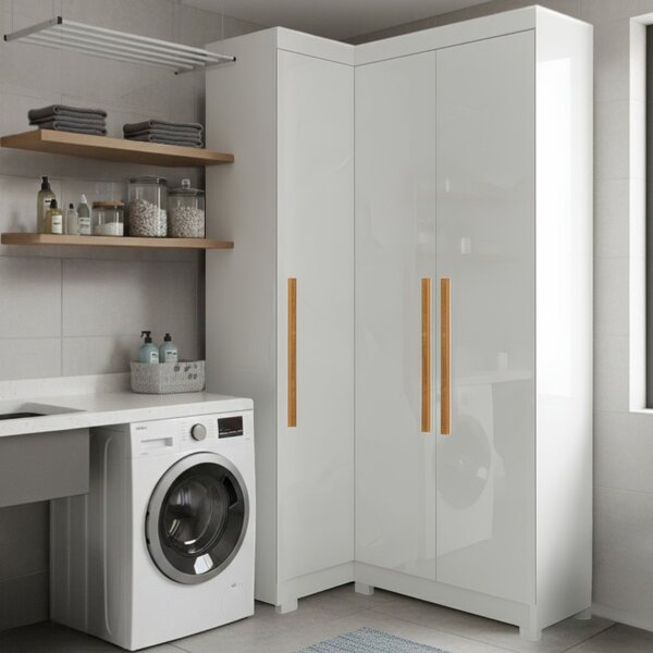 Armário Multiuso Para Lavanderia Modulado 3 Portas Com Pés Br