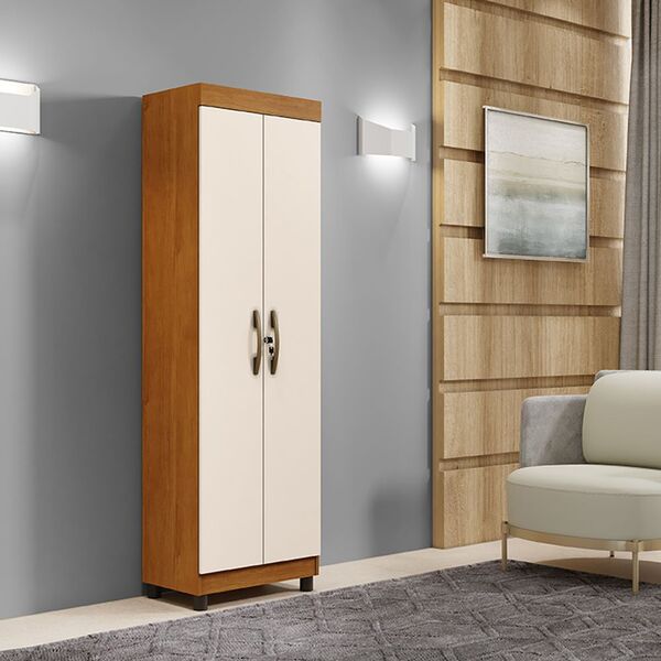 Armário Multiuso Roma 2 Portas 6 Prateleiras Benetil Cinamomo