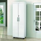 Armário Multiuso Roma Com Chave 2 Portas 6 Prateleiras  Branco