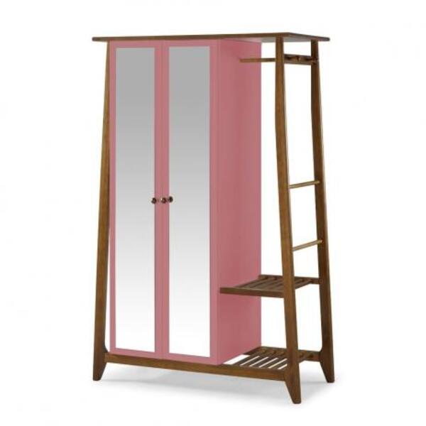 Armário Multiuso Stoka 2 Portas - Máxima Nogal/rosa New