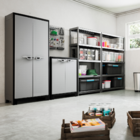 Armário Multiúso Titan 2 Pt Cinza E Preto 182 Cm