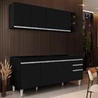 Armário Nevada E Para Pia 180cm Dallas Preto - Lumil