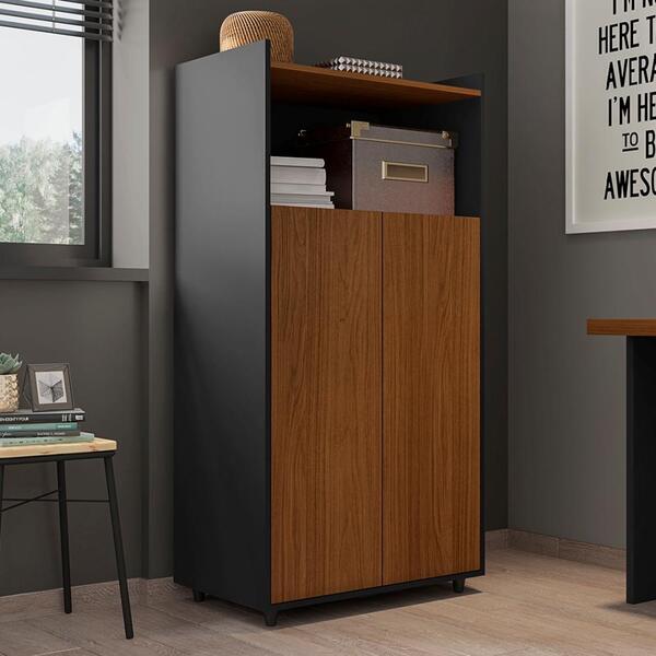 Armário Office 2 Portas California Caiena Preto