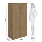 Armário Office Alto 2 Portas 3 Prateleiras Marrom Madeira