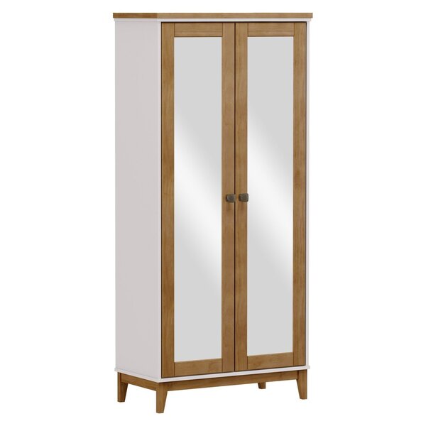 Armário Organizador Com Espelho 2 Portas Prata Off White/frei