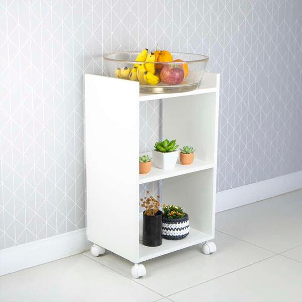 Armário Organizador Nicho Branco Com Rodízio 40cm Para Cozinha
