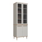 Armário Paneleiro 0,8m 4 Portas Vidro Fume Isabelle Freijó/ar