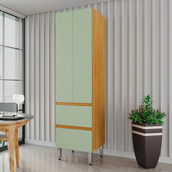 Armário Paneleiro 100% Mdf Paloma Cinamomo / Verde Menta