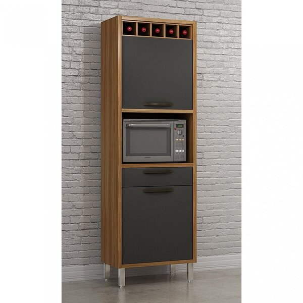 Armário Paneleiro 2 Portas 1 Gaveta Letícia  Carvalho/grafite