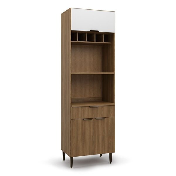 Armário Paneleiro 3 Portas 1 Gaveta Paris Nogal Manchester/ Branco
