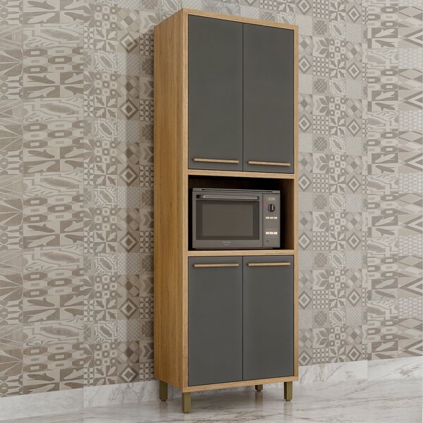 Armário Paneleiro 4 Portas Com Nicho Torino Cinamomo/grafite