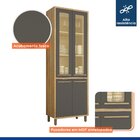 Armário Paneleiro 4 Portas Com Vidro Torino Cinamomo/grafite