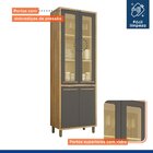 Armário Paneleiro 4 Portas Com Vidro Torino Cinamomo/grafite