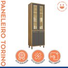 Armário Paneleiro 4 Portas Com Vidro Torino Cinamomo/grafite