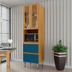 Armário Paneleiro Cristaleira 100% Mdf Paloma Cinamomo / Azul