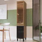 Armário Paneleiro Simples 2 Portas De Bater Paola  Mel/preto