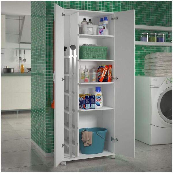 Armário Para Área Serviço 2 Portas Na Branca E Rodinhas