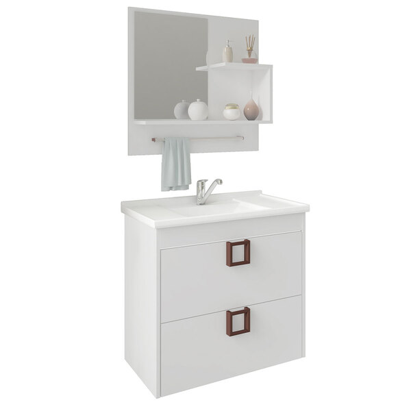 Armário Para Banheiro 59cm 01 Porta 01 Gaveta Com Frente De V