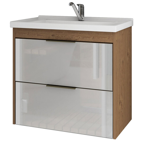 Armário Para Banheiro 59cm 01 Porta 01 Gaveta Com Frente De V