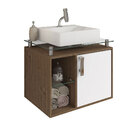 Armário Para Banheiro 60cm 01 Porta 01 Prateleira De Vidro Ma