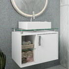 Armário Para Banheiro 60cm 01 Porta 01 Prateleira De Vidro Ma