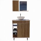 Armário Para Banheiro Com Espelheira E Cuba Itália Marrom/bra