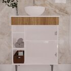 Armário Para Banheiro Com Espelheira E Cuba Itália Marrom/bra