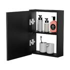 Armário Para Banheiro Com Espelho Luxor Preto 34cm