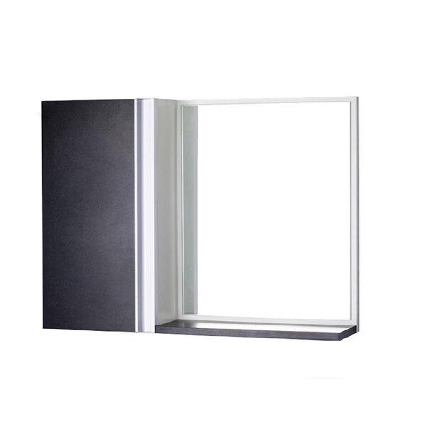 Armário Para Banheiro Com Espelho Preto E Branco Barra Vertic