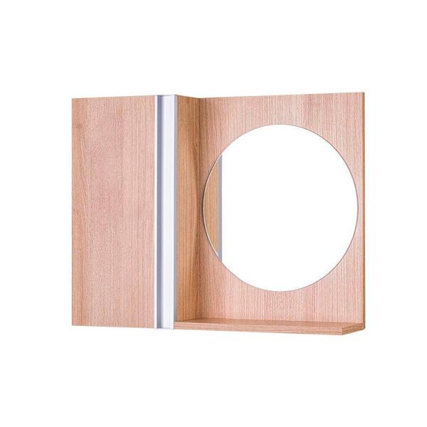 Armário Para Banheiro Com Espelho Redondo Carvalho Barra Vert