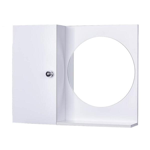 Armário Para Banheiro Com Espelho Redondo Cor Branco