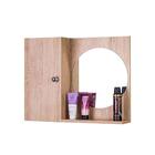 Armário Para Banheiro Com Espelho Redondo Madeira Clara