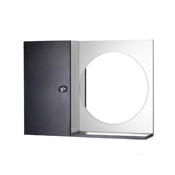 Armário Para Banheiro Com Espelho Redondo Preto E Branco