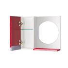 Armário Para Banheiro Com Espelho Redondo Vermelho Com Puxado