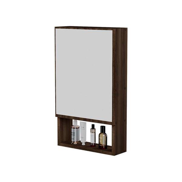 Armário Para Banheiro Com Espelho Tebas Nogal 34cm