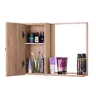 Armário Para Banheiro Cor Madeira Clara Com Espelho