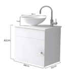 Armário Para Banheiro Gabinete Suspenso Com Cuba 44cm Branco