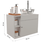 Armário Para Banheiro Gabinete Suspenso Lavabo 60cm Com Cuba