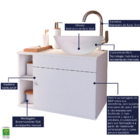 Armário Para Banheiro Gabinete Suspenso Lavabo 60cm Com Cuba