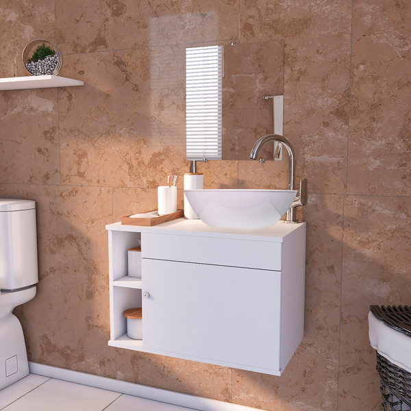 Armário Para Banheiro Gabinete Suspenso Lavabo 60cm Com Cuba