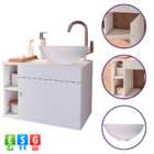 Armário Para Banheiro Gabinete Suspenso Lavabo 60cm Com Cuba