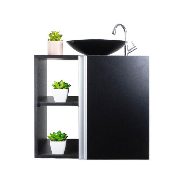 Armário Para Banheiro Preto Com Cuba Harpia